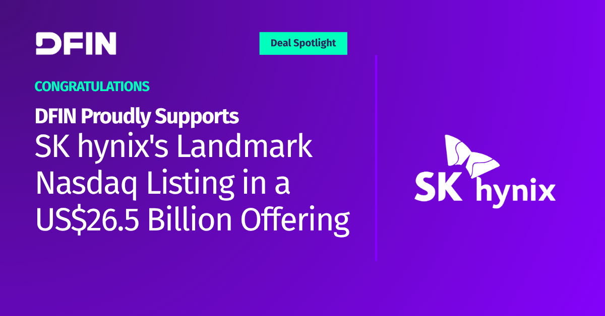 DFIN proudly supports SK hynix on its landmark ADR offering