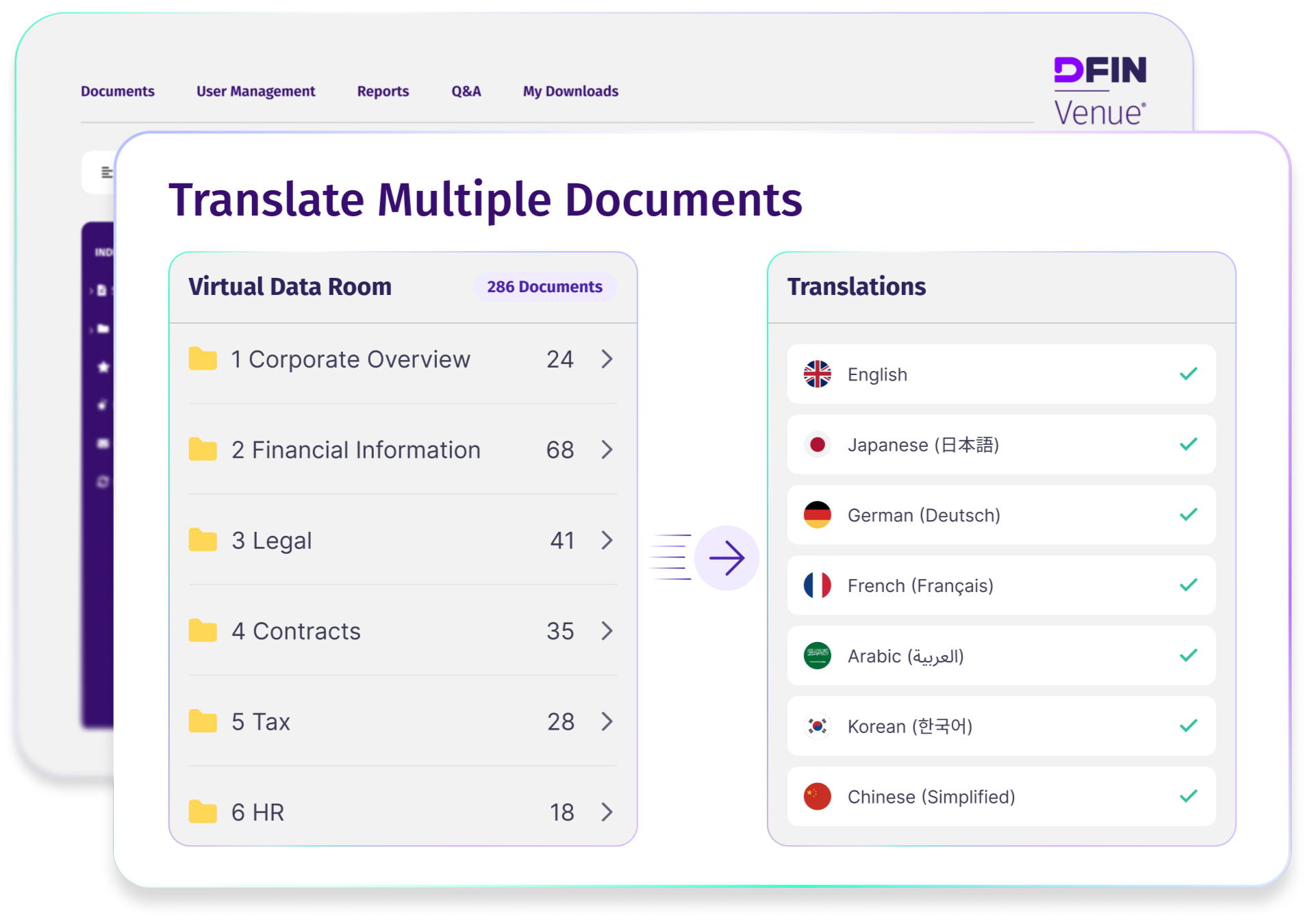 Translate Entire Data Room in Seconds