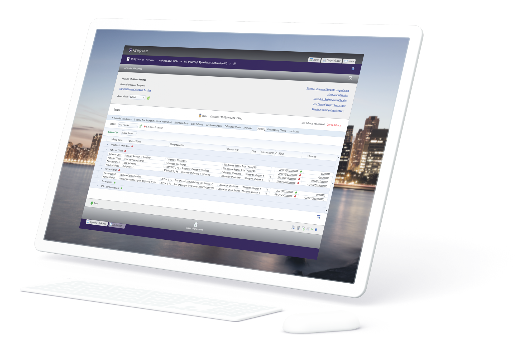 ArcReporting product in use shown on computer screen