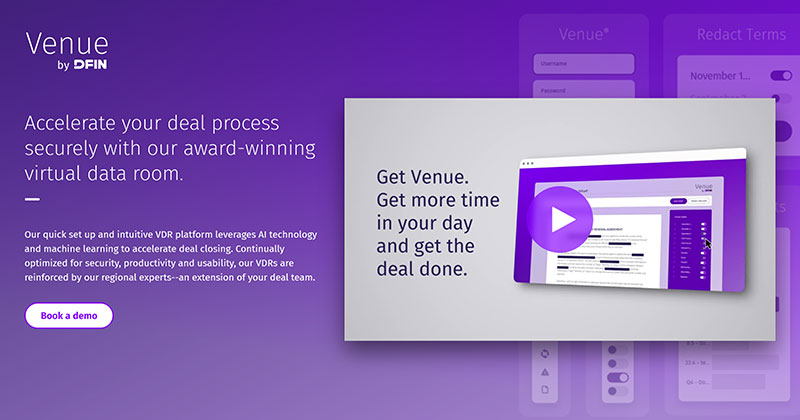 Venue® Data Room | Smart & Secure Virtual Deal Rooms | DFIN