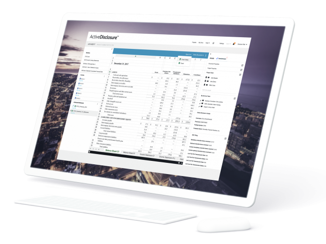 ActiveDisclosure product in use shown on computer screen
