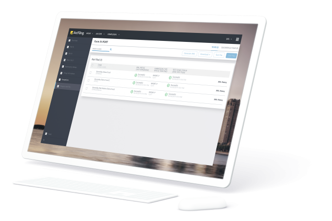 DFIN's ArcFiling product loaded on a computer screen