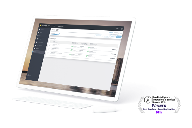 DFIN's ArcFiling product loaded on a computer screen