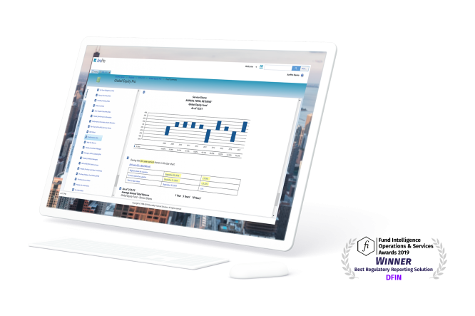 DFIN's ArcPro product loaded on a computer screen