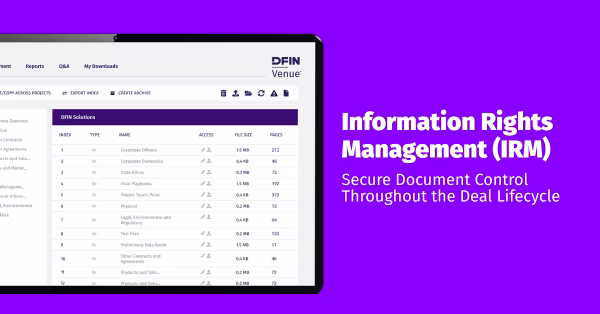 dfin-venue-vdr-information-rights-management-security