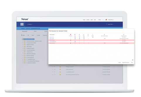 Venue solution on a screen showing security features