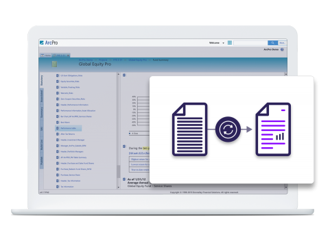 DFIN's ArcPro software showing automated typesetting