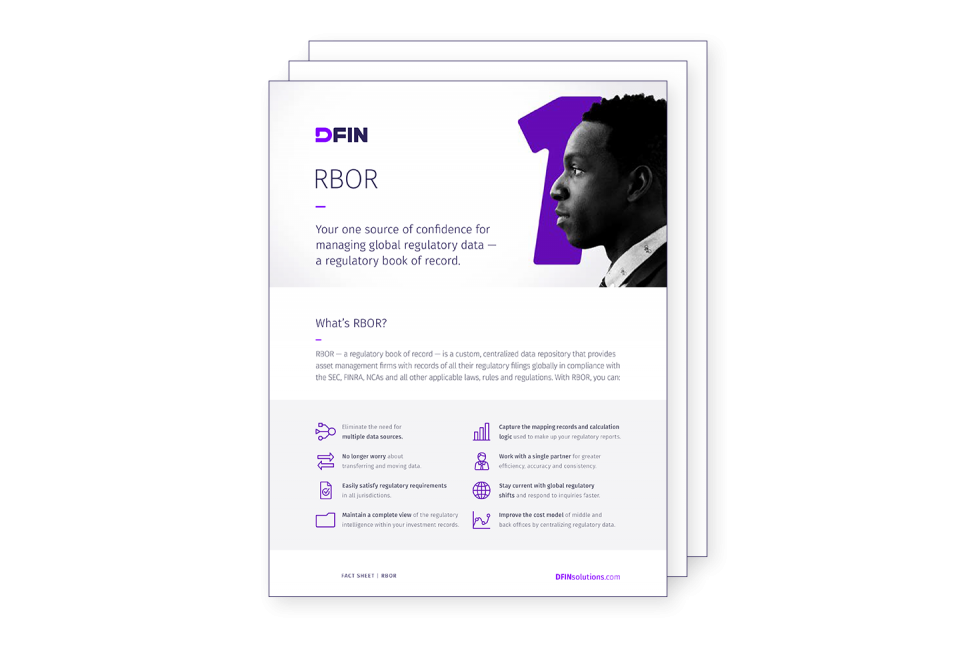 RBOR Regulatory Book of Record Global Regulatory Data