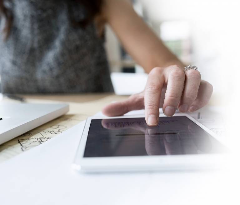 Businesswoman using technology securely